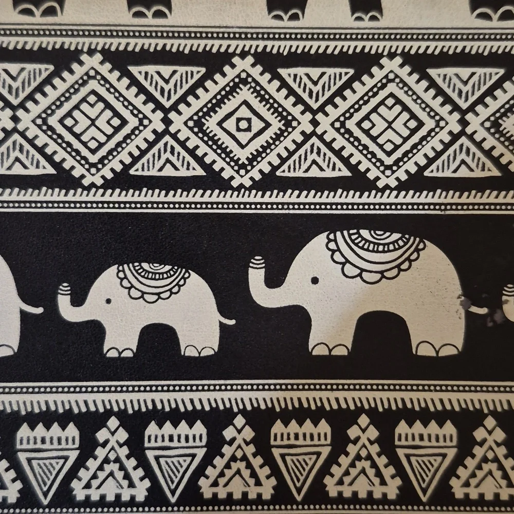 Boho Black N White Elephant Push Snap Open Wallet Clutch